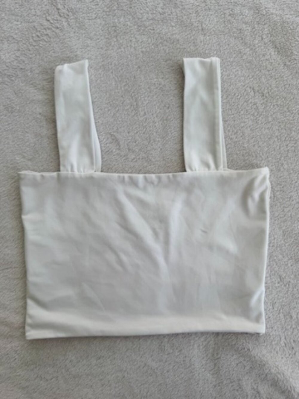 White Crop Top Wide Strap Square Neckline Size XS